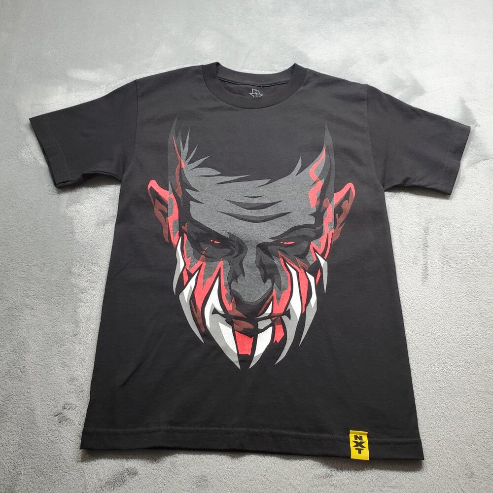 NXT Finn Balor Demon Face WWE Wrestling Black Graphic Tee Adult Sz Small NWOT